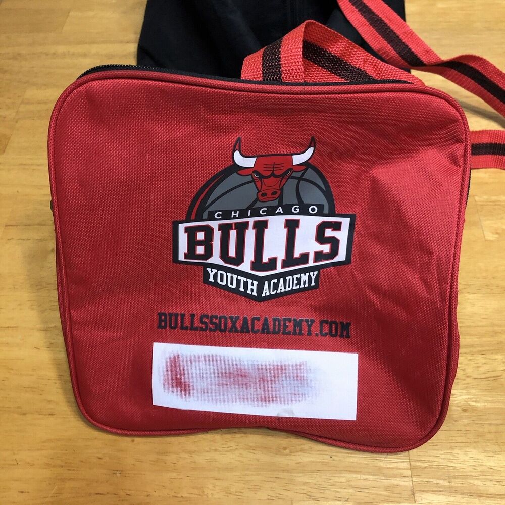 Chicago Bulls Youth Academy Duffle Bag Tote23"x10"x9" Gym Travel Bag Black Red C - Picture 9 of 12